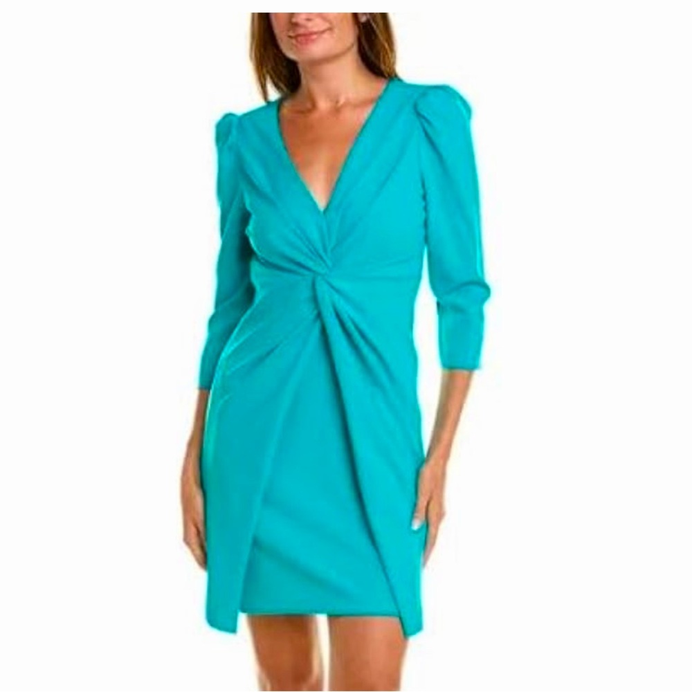 Julia Jordan turquoise puffed sleeve v-neck dress size 2 NWT